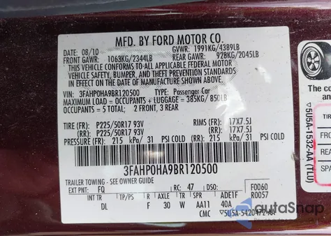 2011 Ford Fusion Se из США, поврежденный, VIN 3FAHP0HA9BR120500